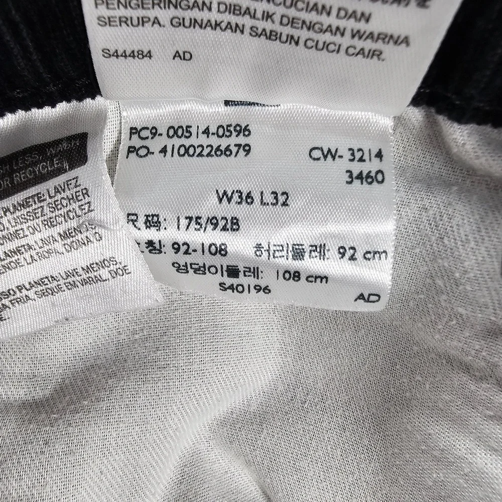 Levis 514 Corduroy Pants Mens 36x32 Black Straight Leg Casual Workwear Ribbed